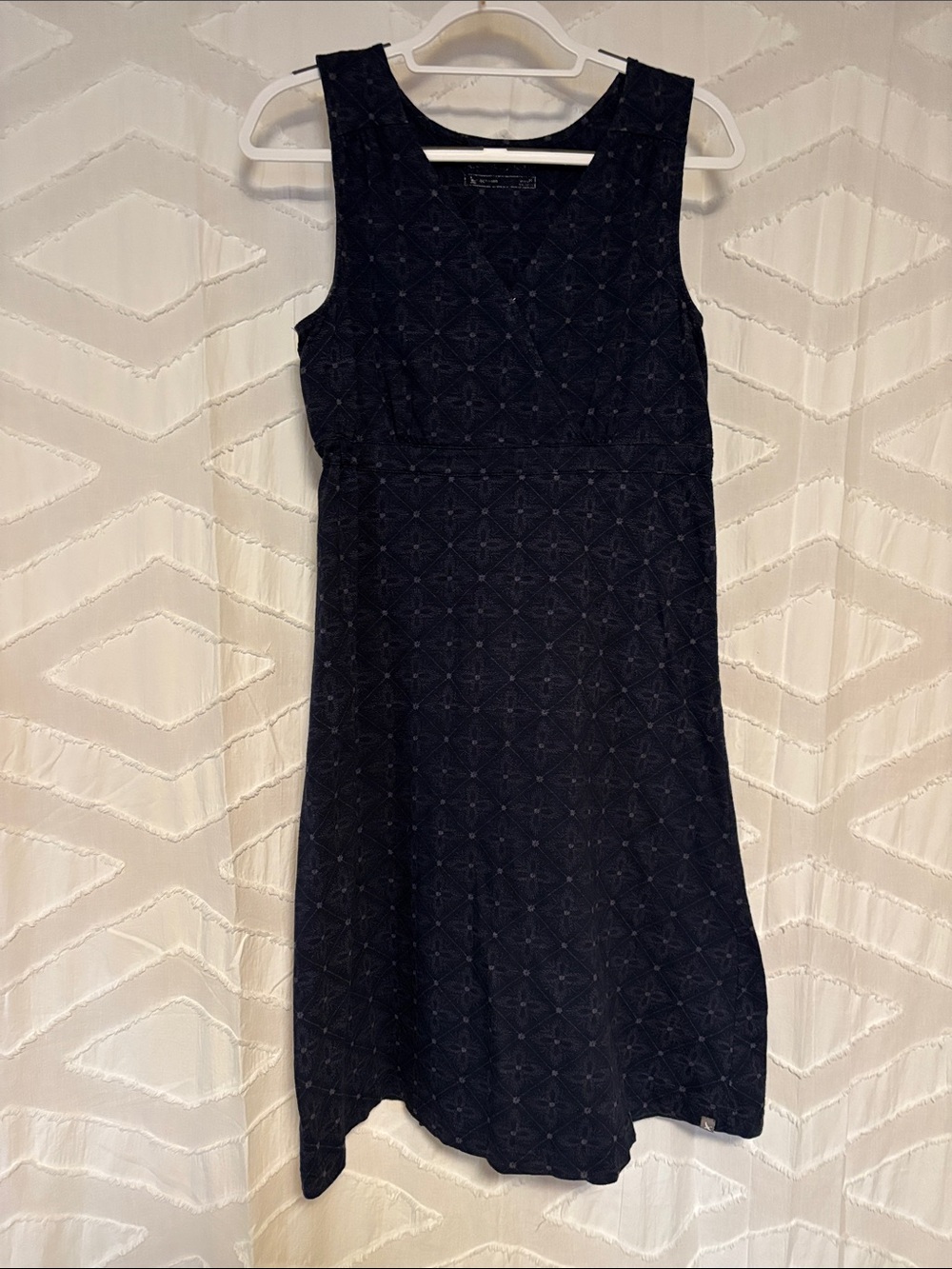 Classic Navy Sleeveless Eyelet A-Line Dress